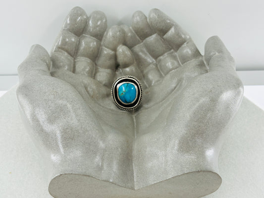 Round-ish Turquoise and Sterling Silver Ring