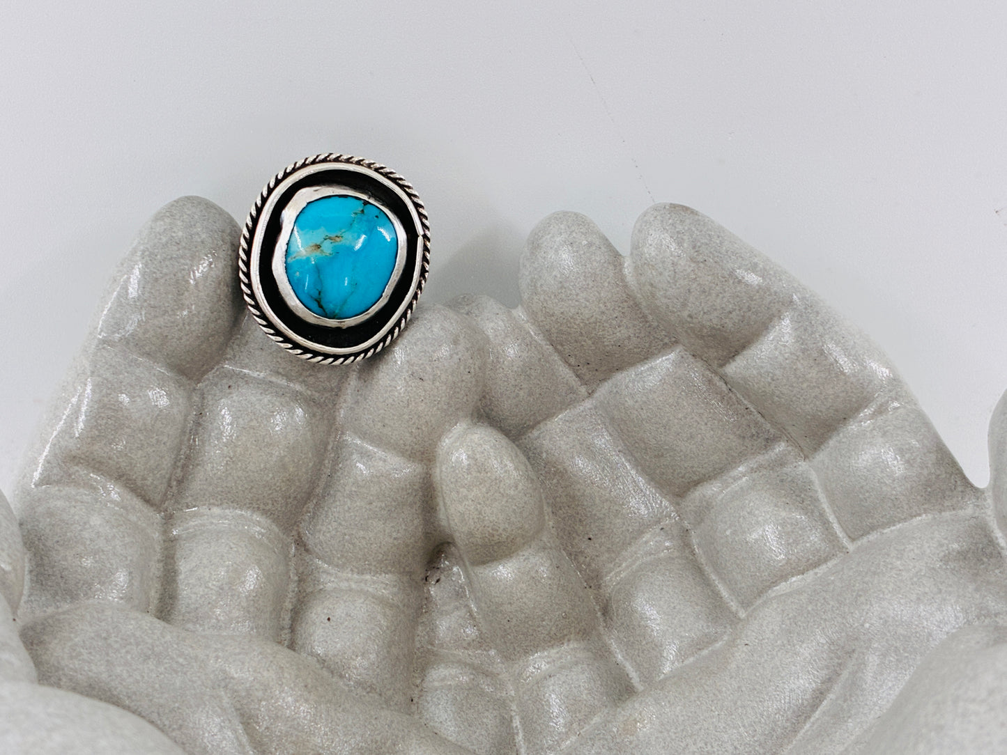 Round-ish Turquoise and Sterling Silver Ring