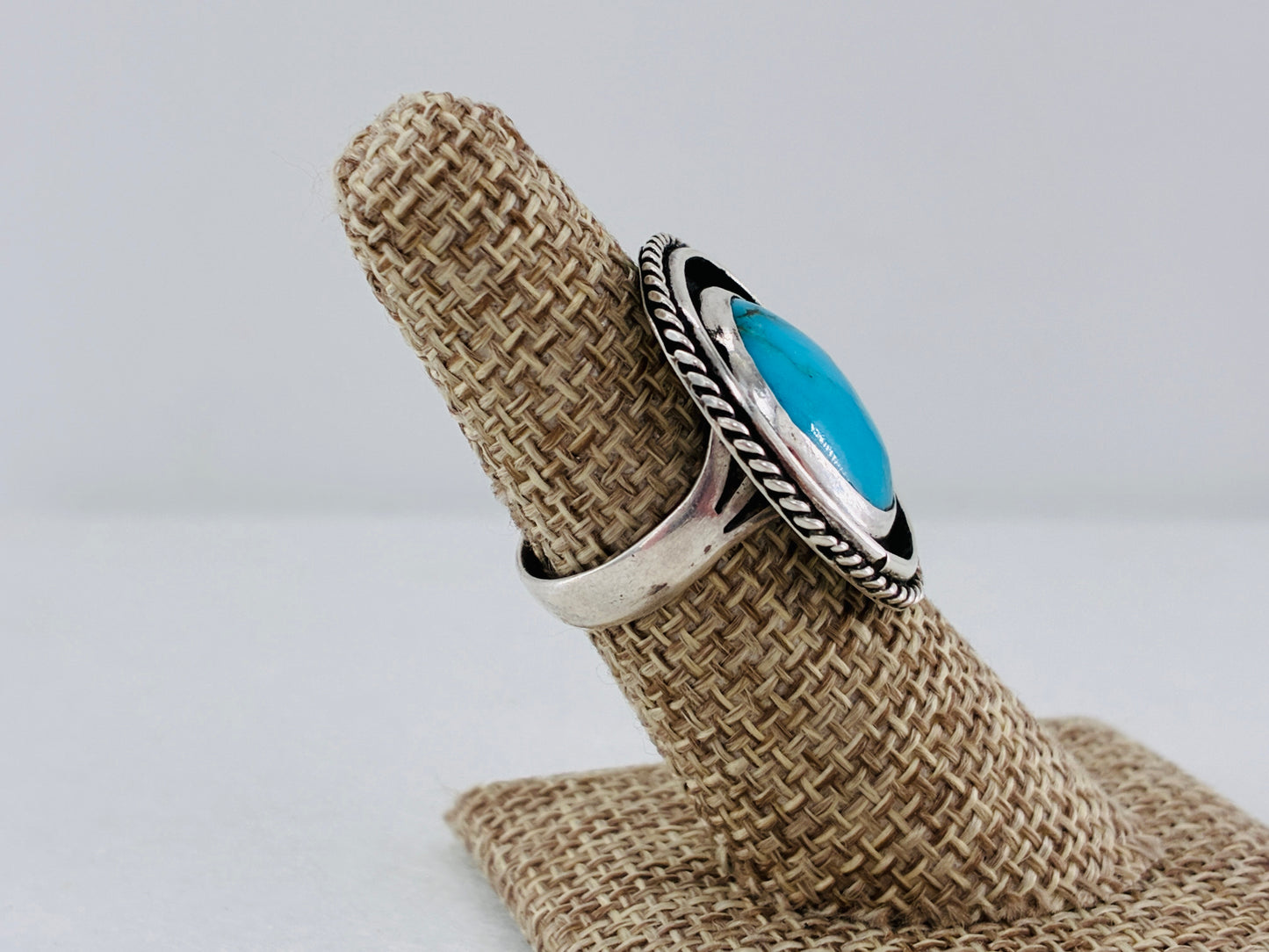 Round-ish Turquoise and Sterling Silver Ring