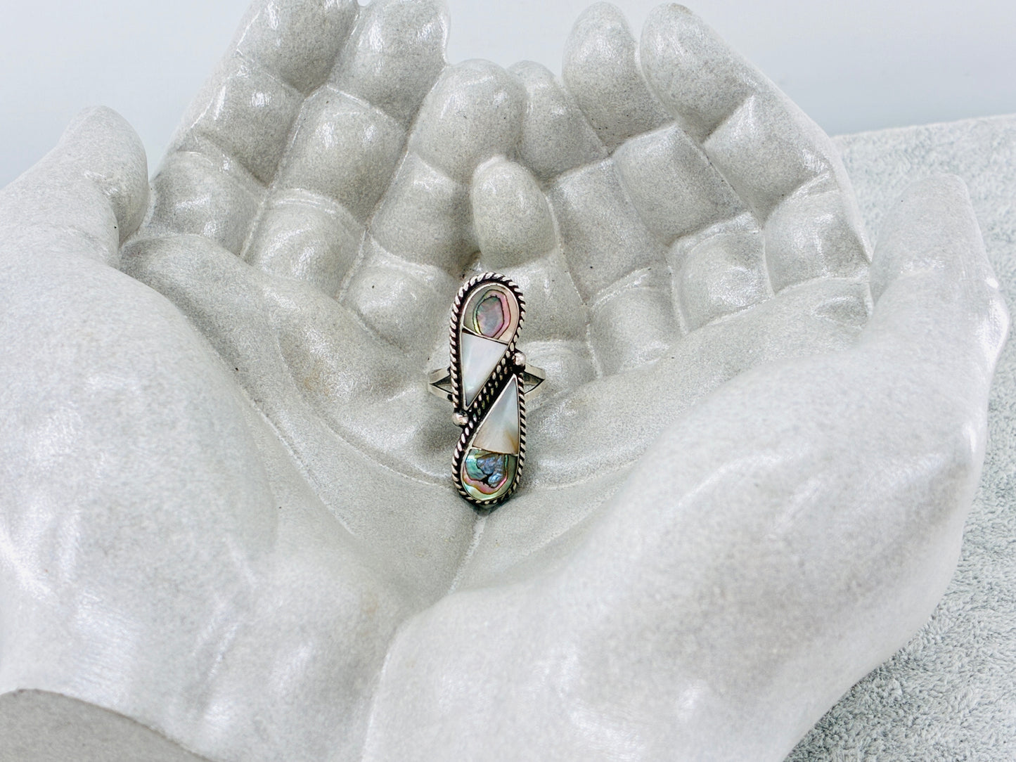 Abalone and Mother of Pearl Rescued Ring