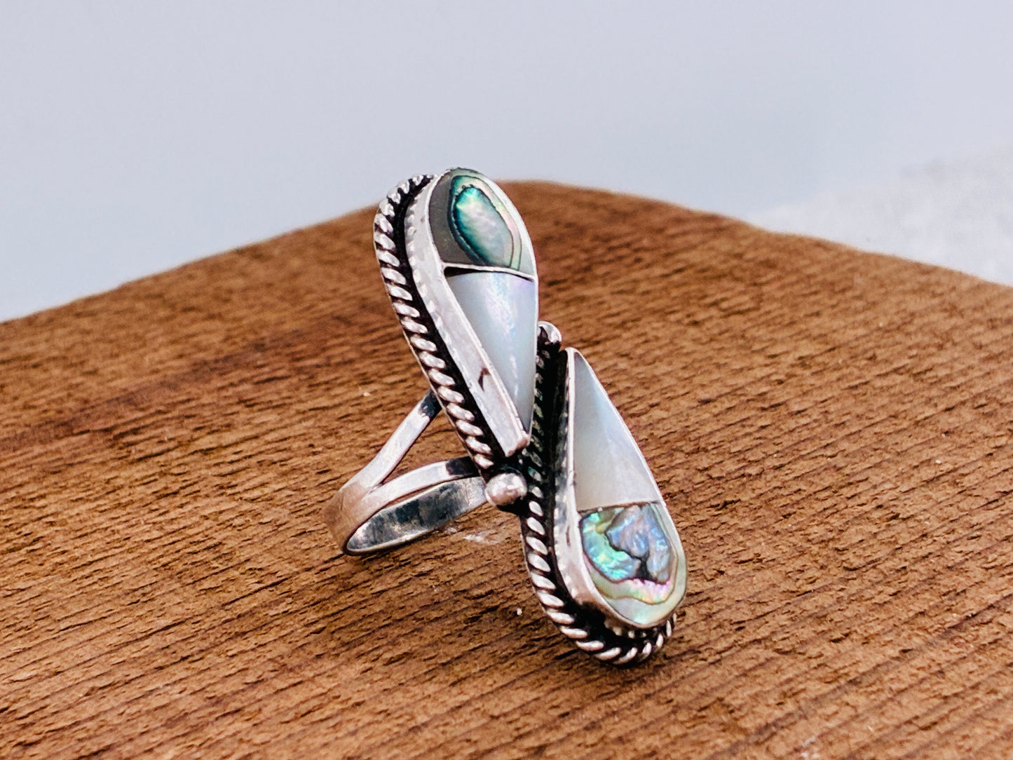 Abalone and Mother of Pearl Rescued Ring