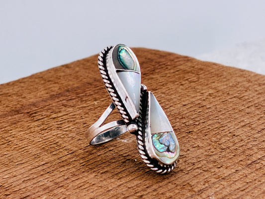 Abalone and Mother of Pearl Rescued Ring