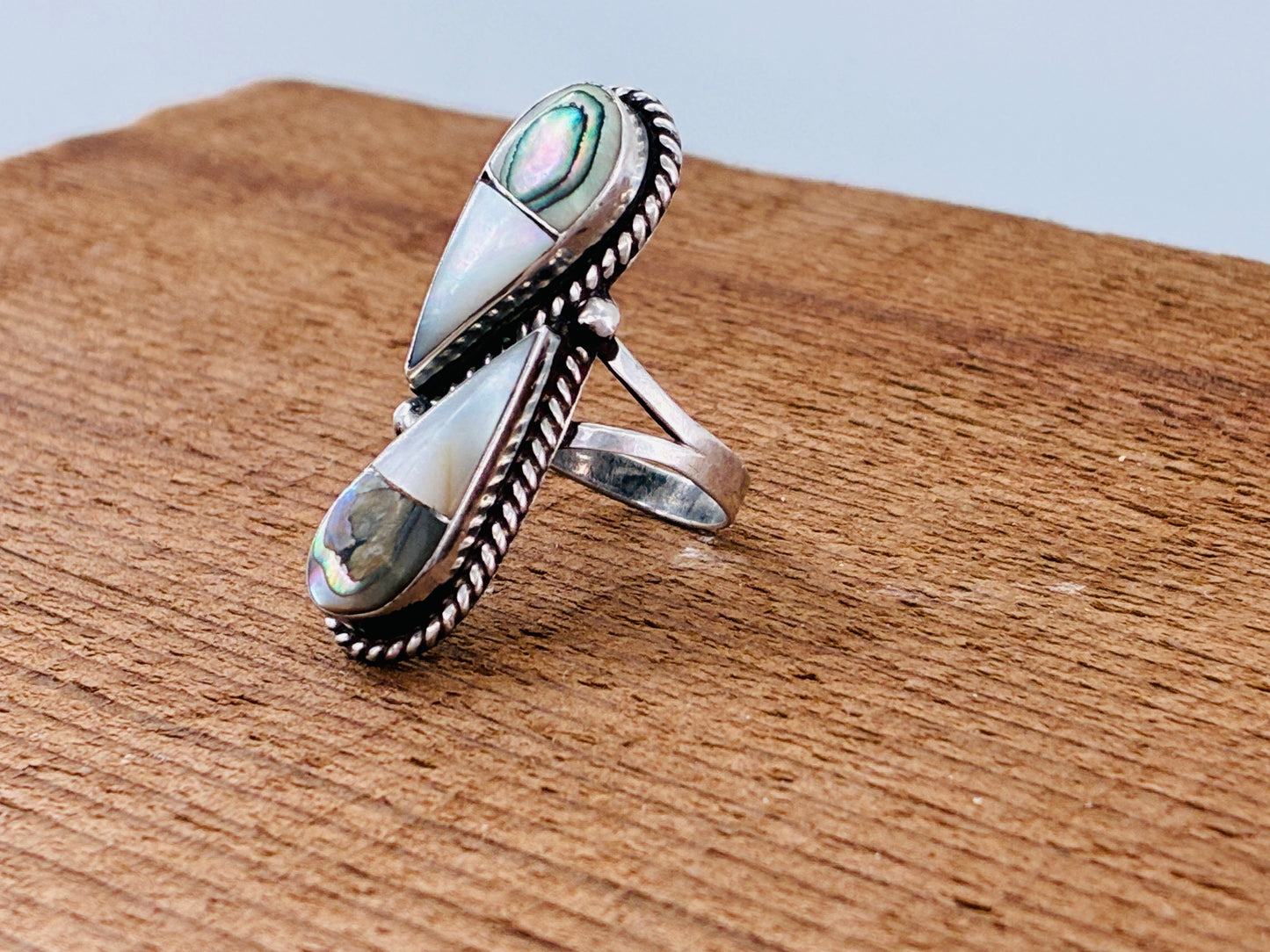Abalone and Mother of Pearl Rescued Ring