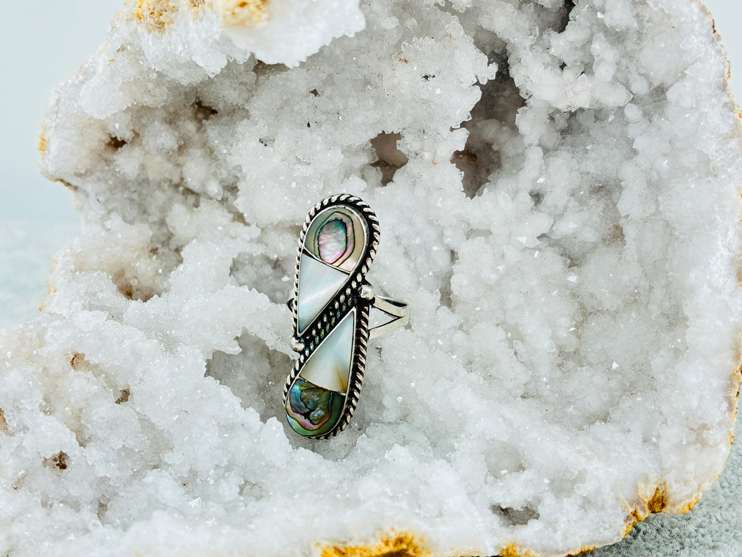 Abalone and Mother of Pearl Rescued Ring