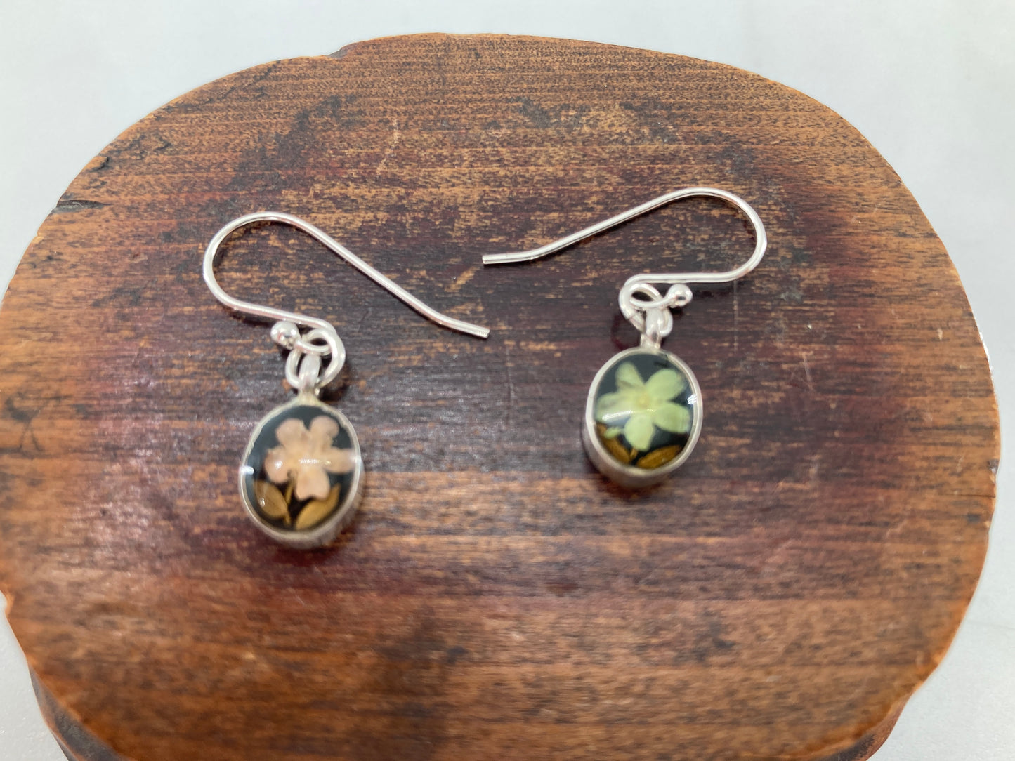 Green and Orange Resin set Flower Earrings