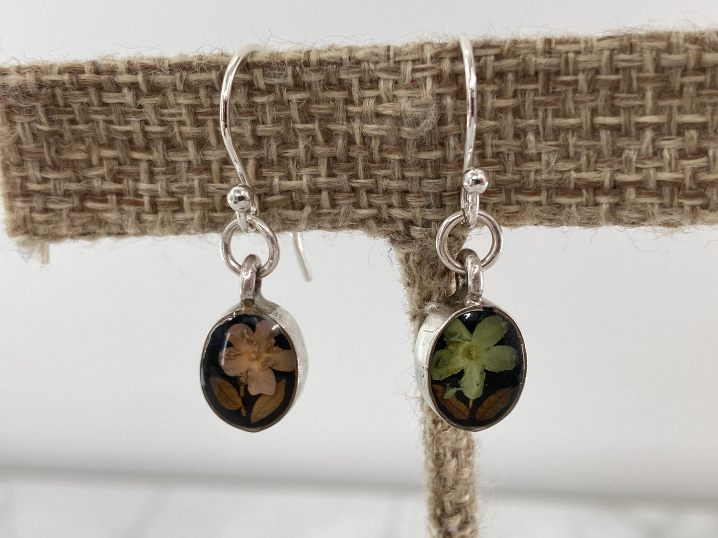 Green and Orange Resin set Flower Earrings