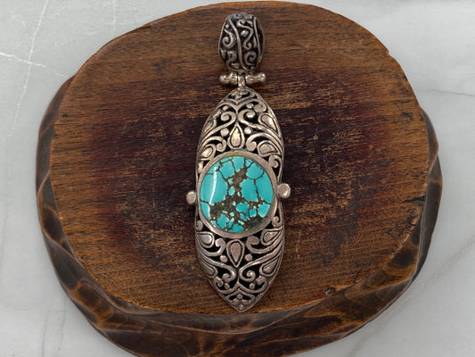 Hubei Turquoise Sterling Silver Pendant