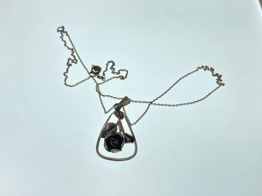 European Silver Rose Necklace