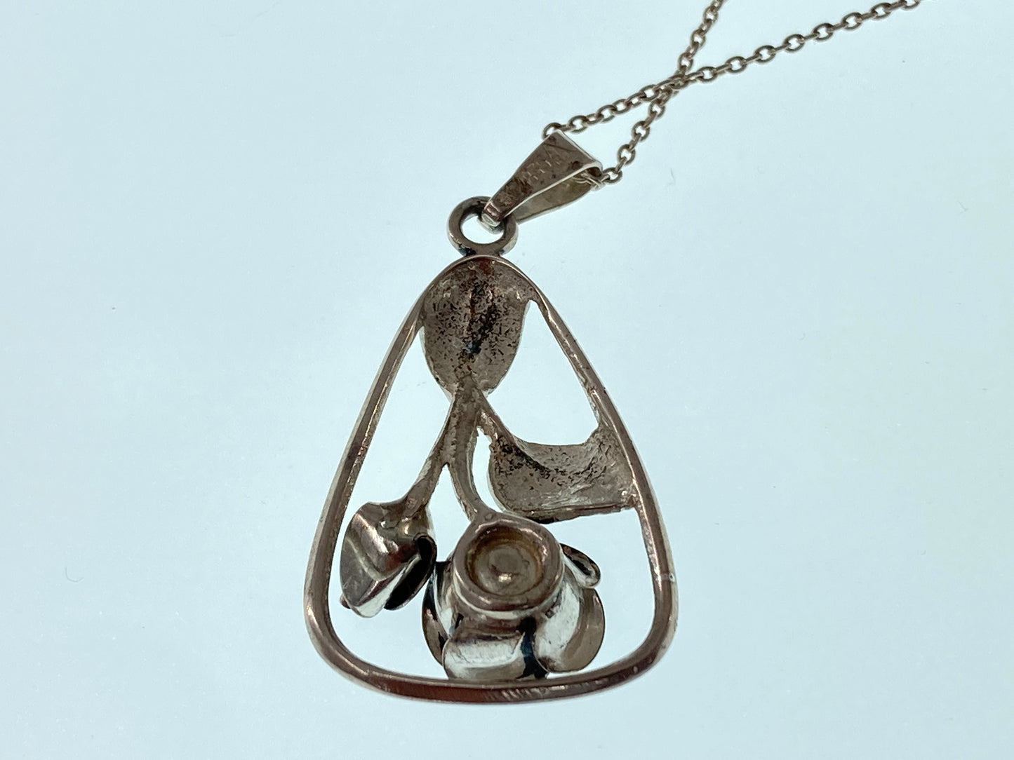 European Silver Rose Necklace