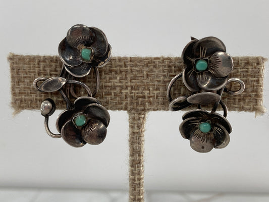 Variscite Flower Post Earrings