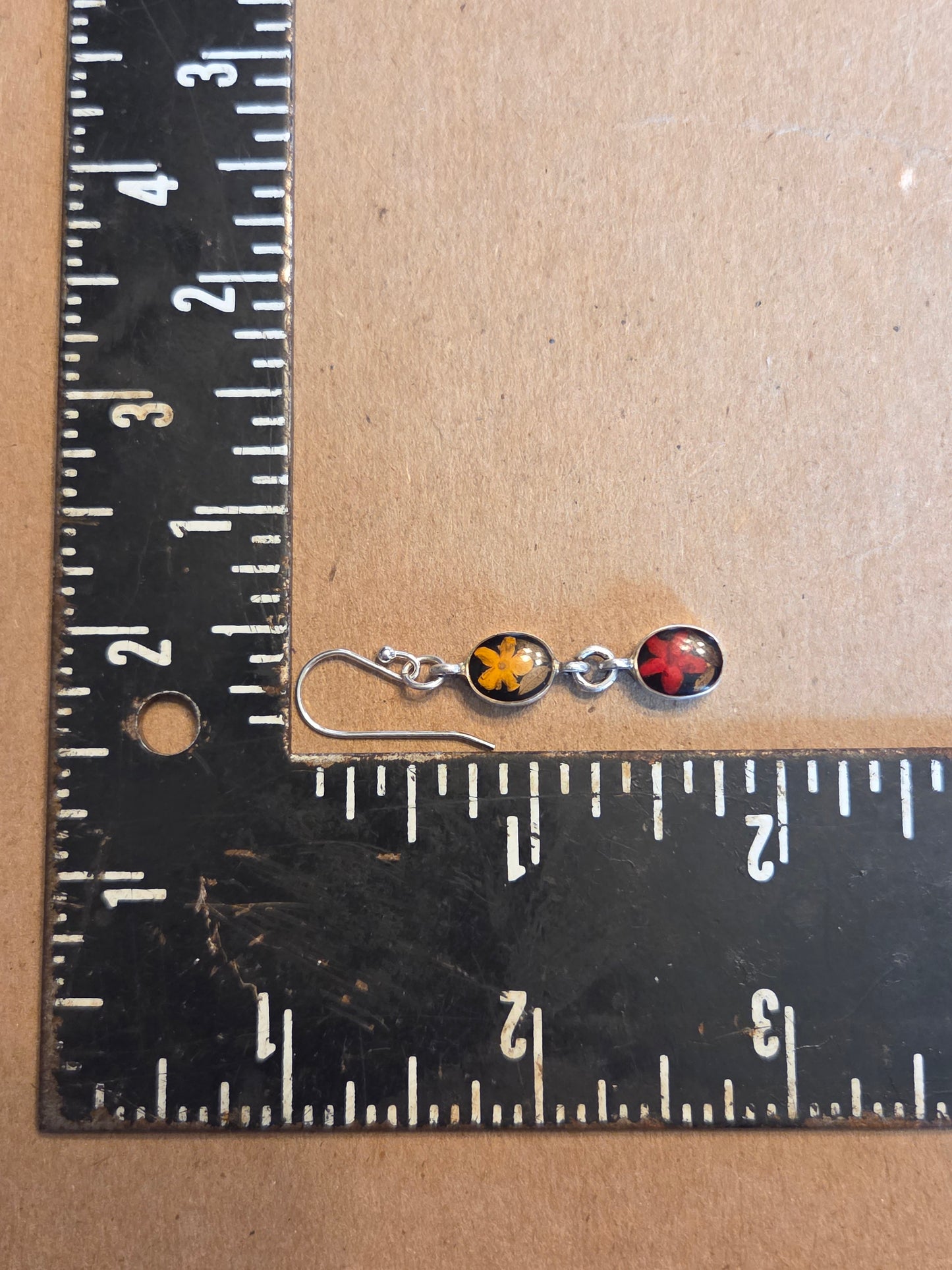 Red and Orange Resin set Flower Earrings