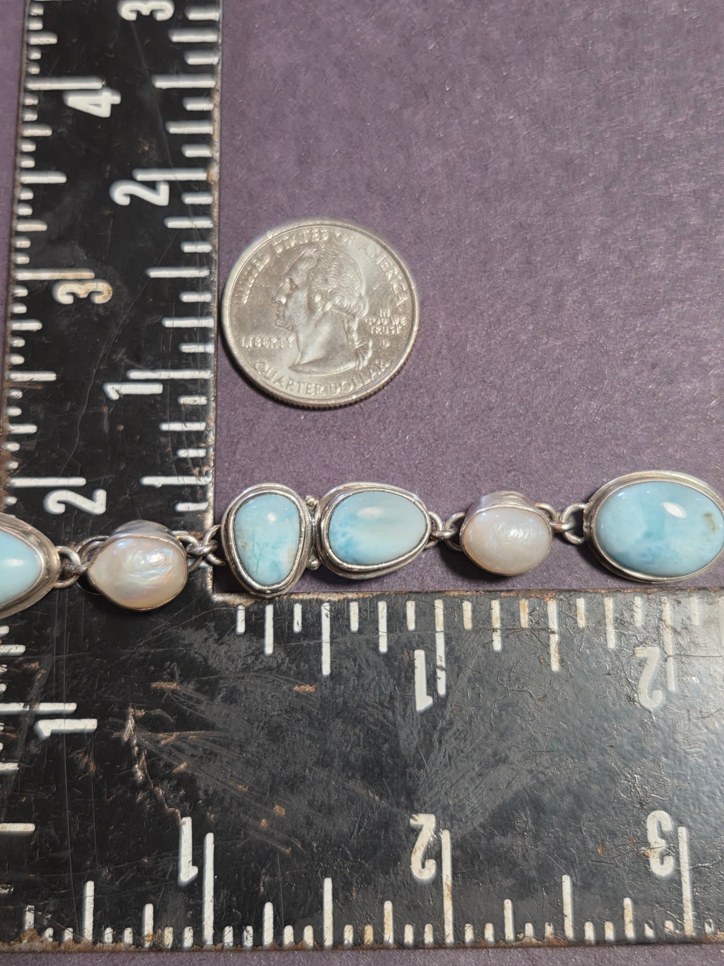 Larimar and Pearl Impossible Bracelet