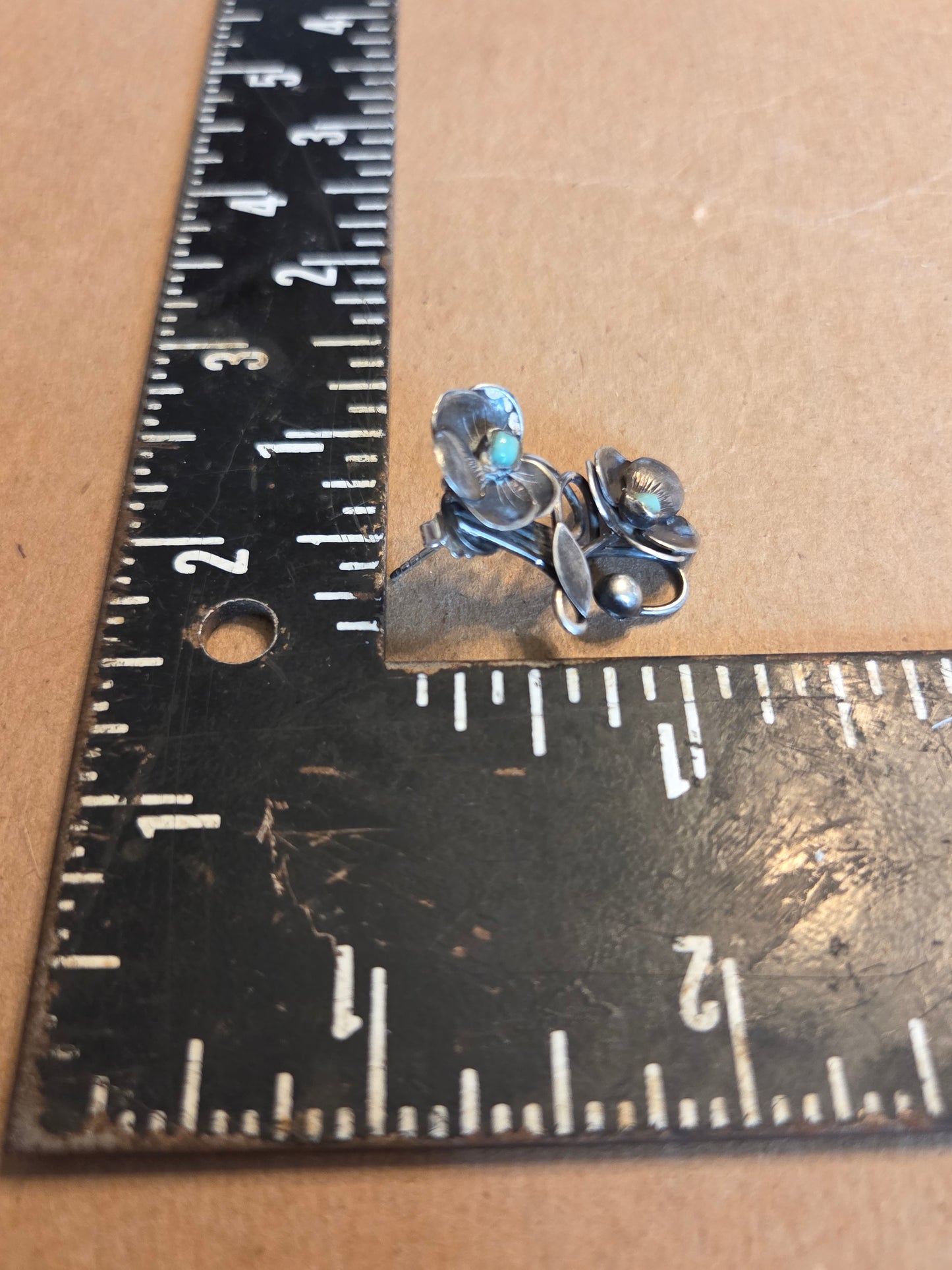Variscite Flower Post Earrings