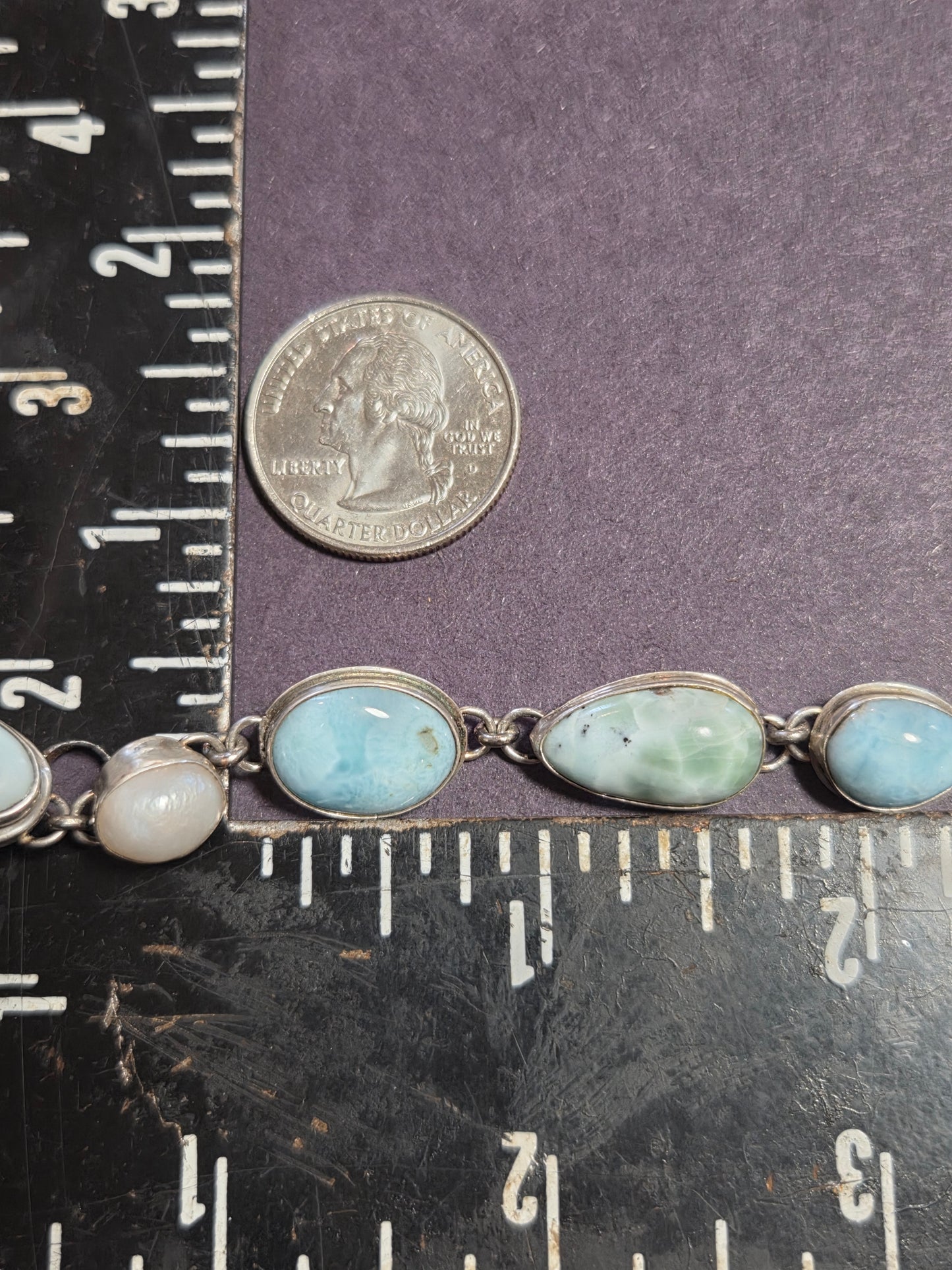 Larimar and Pearl Impossible Bracelet