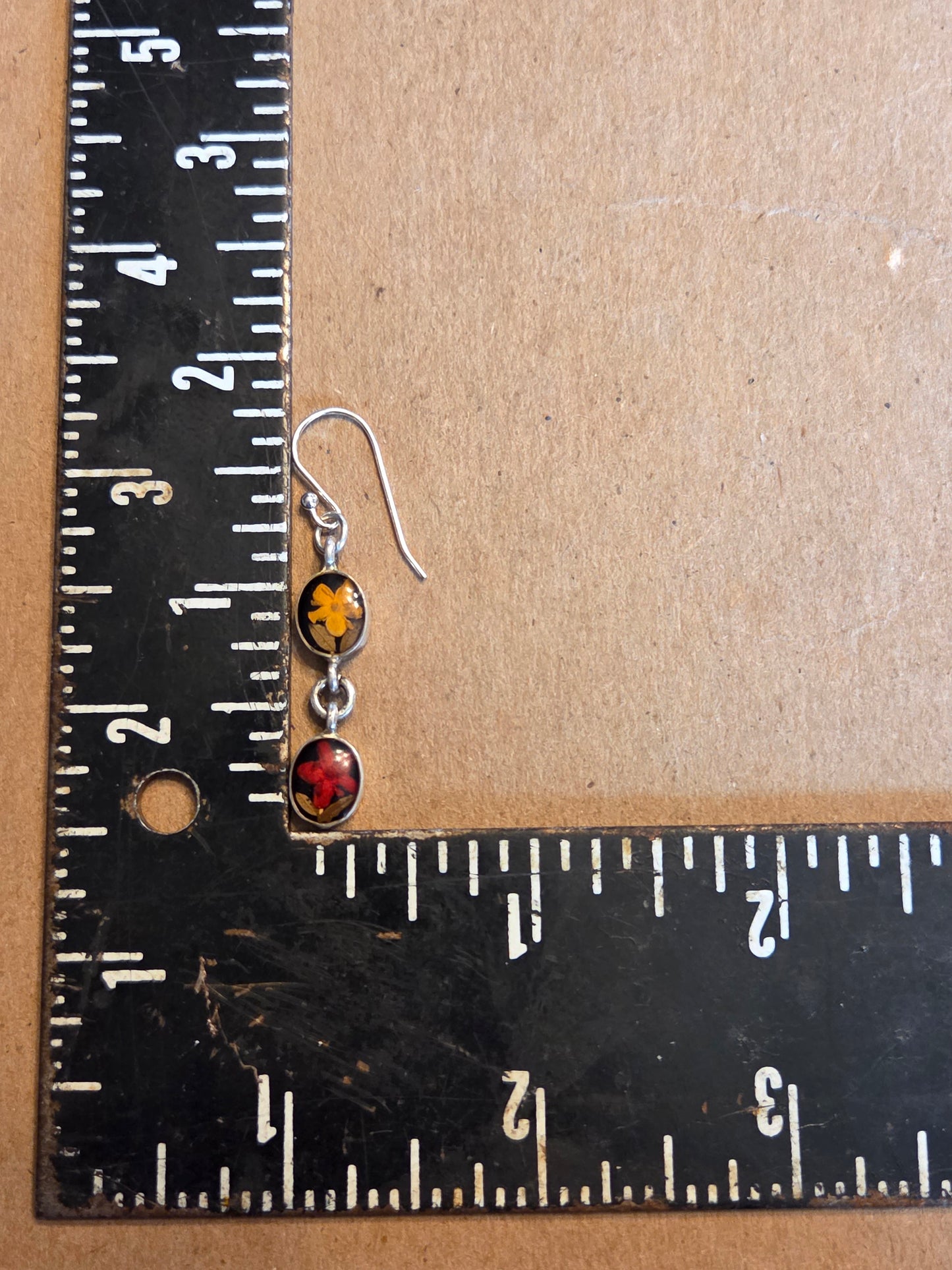 Red and Orange Resin set Flower Earrings