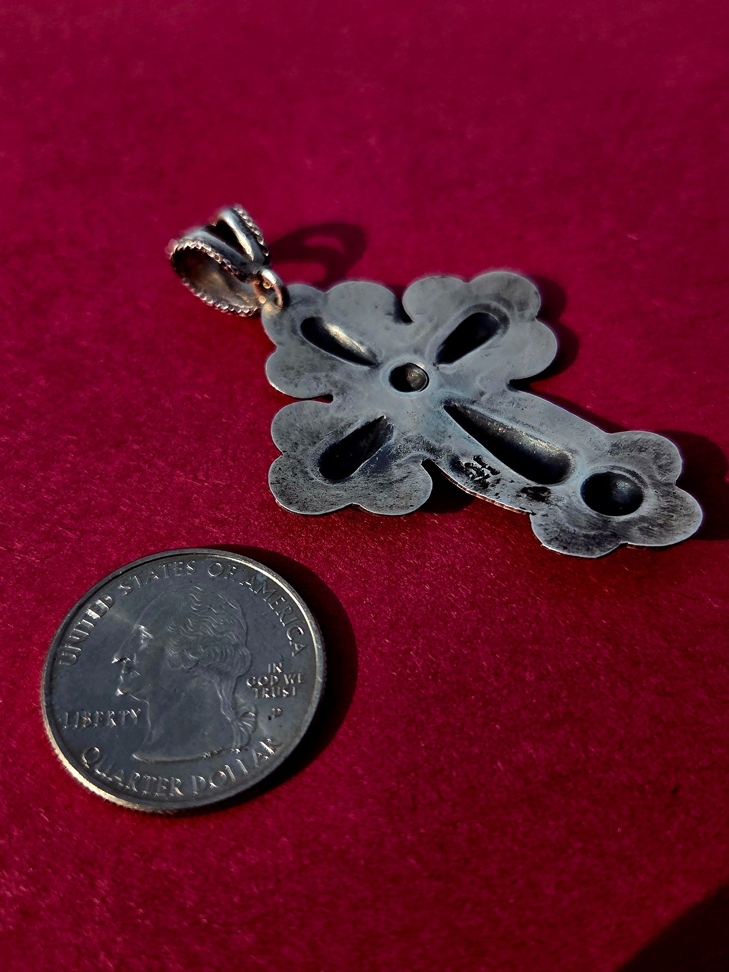 Sterling Silver Hammer Chased Cross