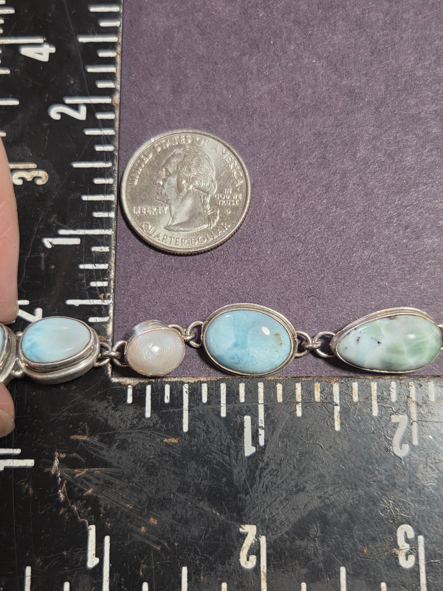 Larimar and Pearl Impossible Bracelet