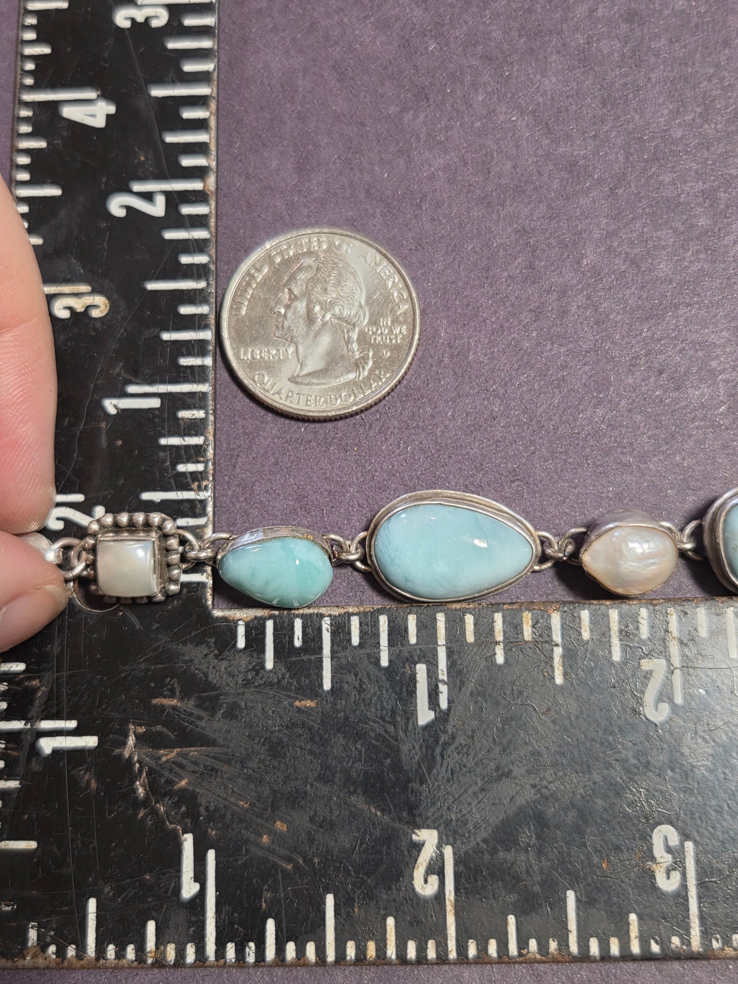 Larimar and Pearl Impossible Bracelet