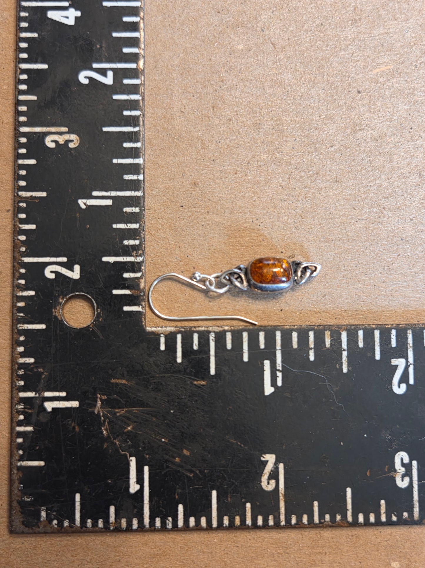 Baltic Amber Trinity Knot Single Earrings #2