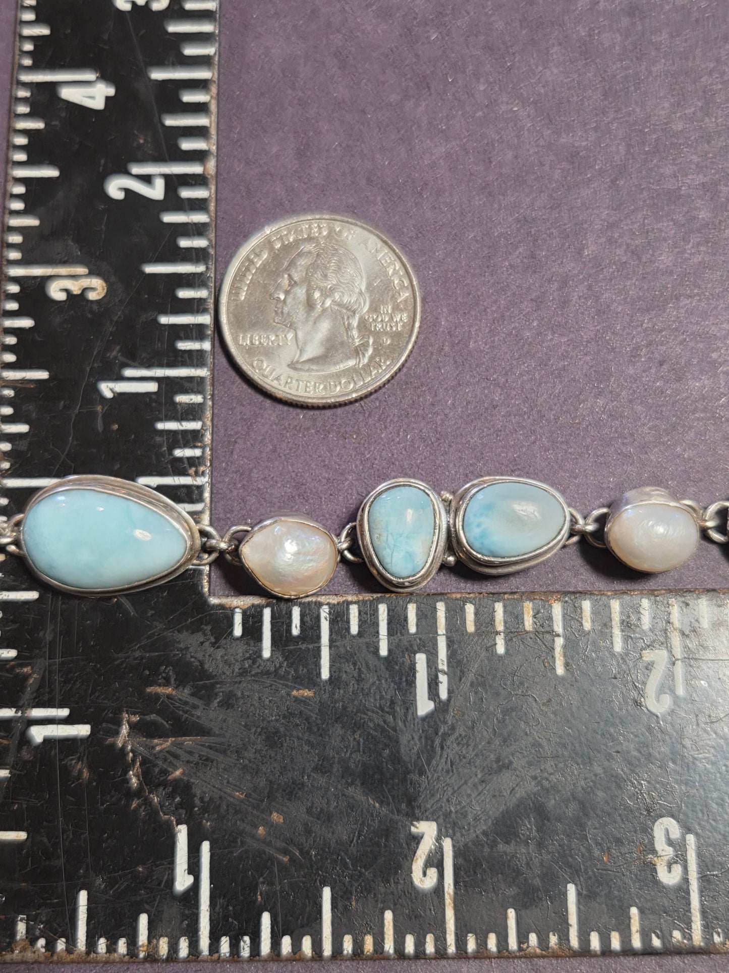Larimar and Pearl Impossible Bracelet