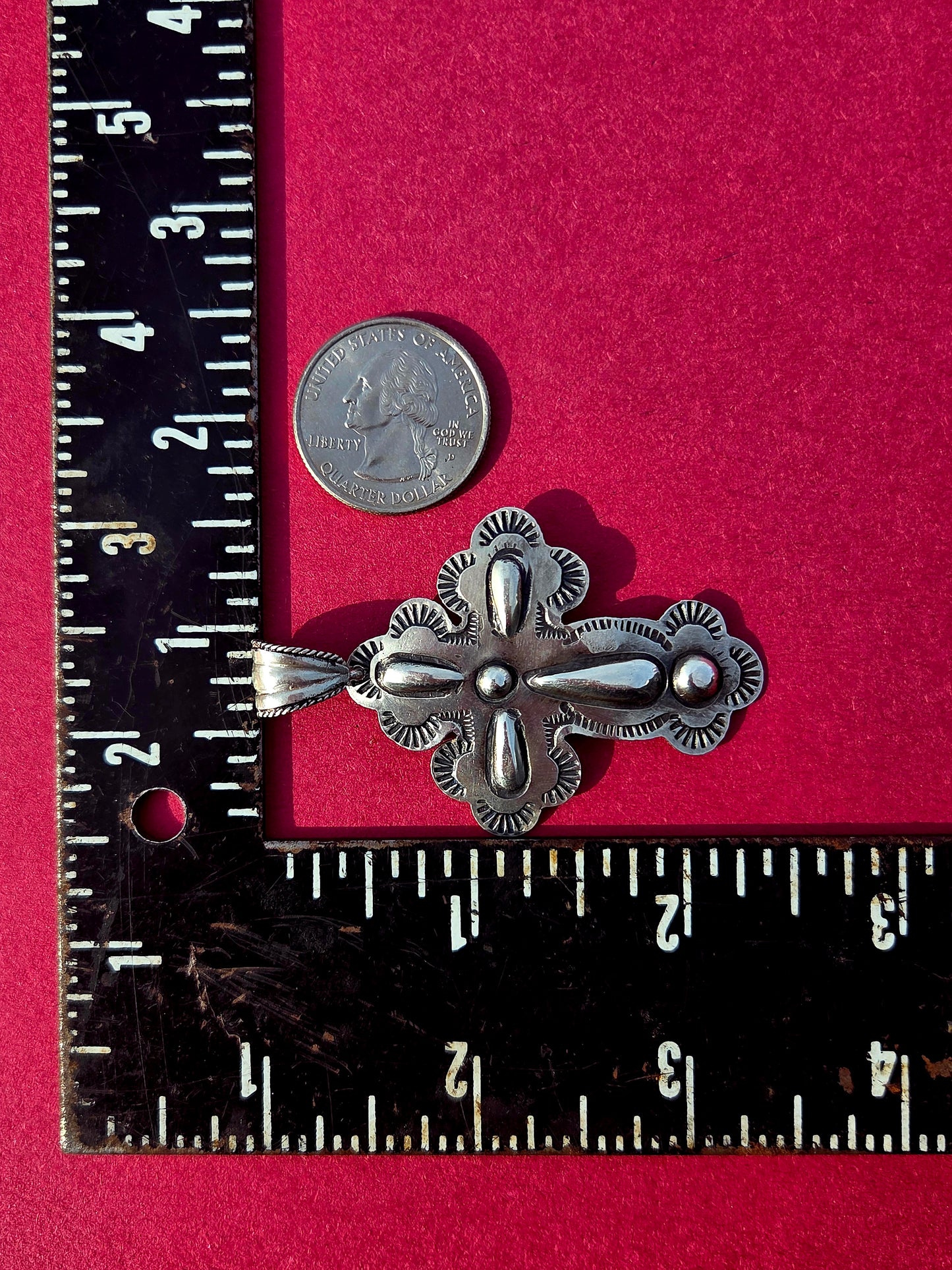 Sterling Silver Hammer Chased Cross