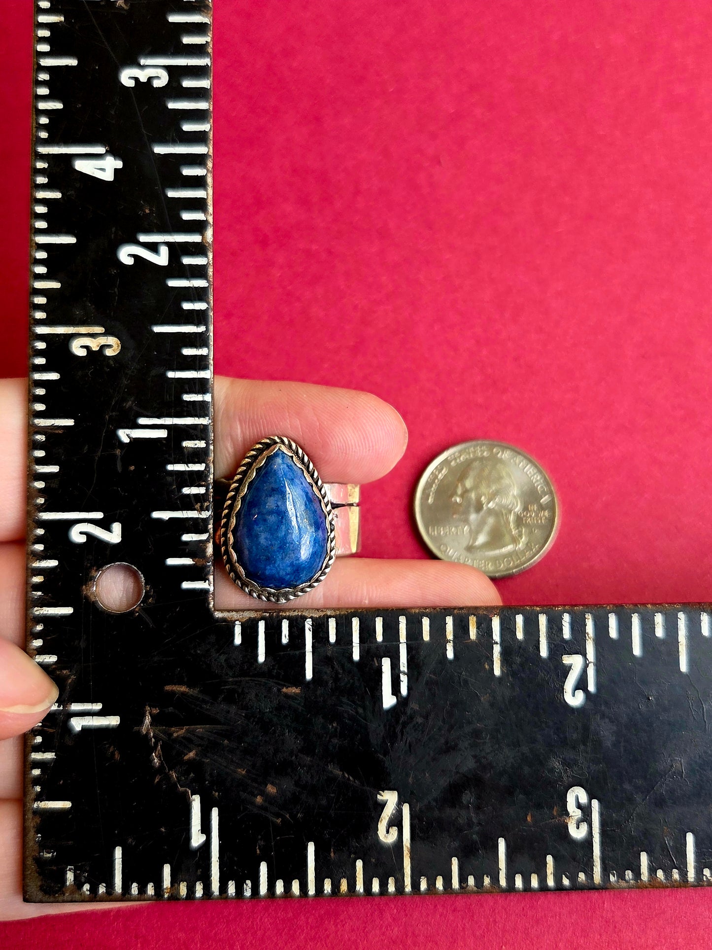 Denim Lapis Teardrop Ring