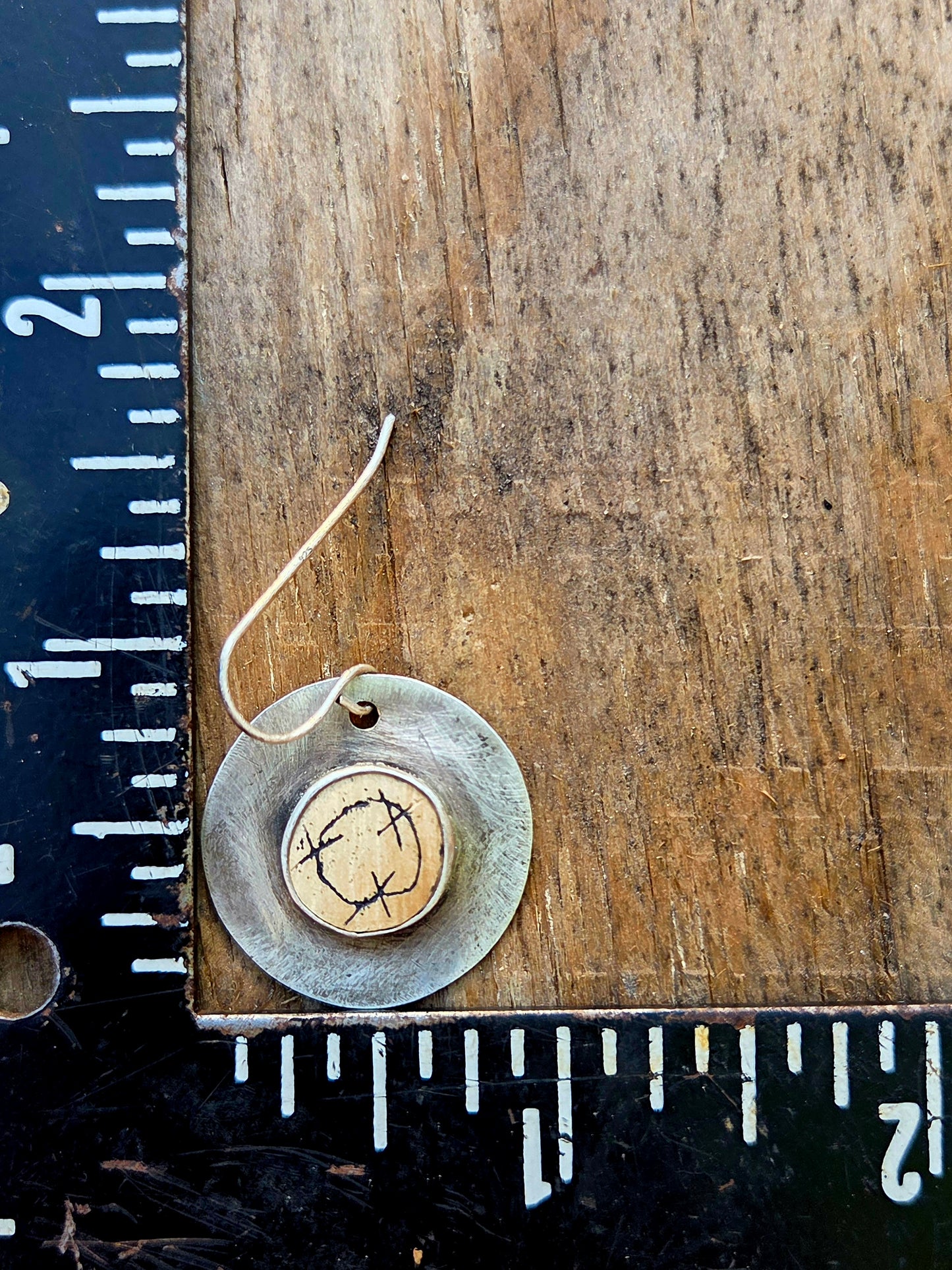 Etched Wood in Sterling Silver Earrings
