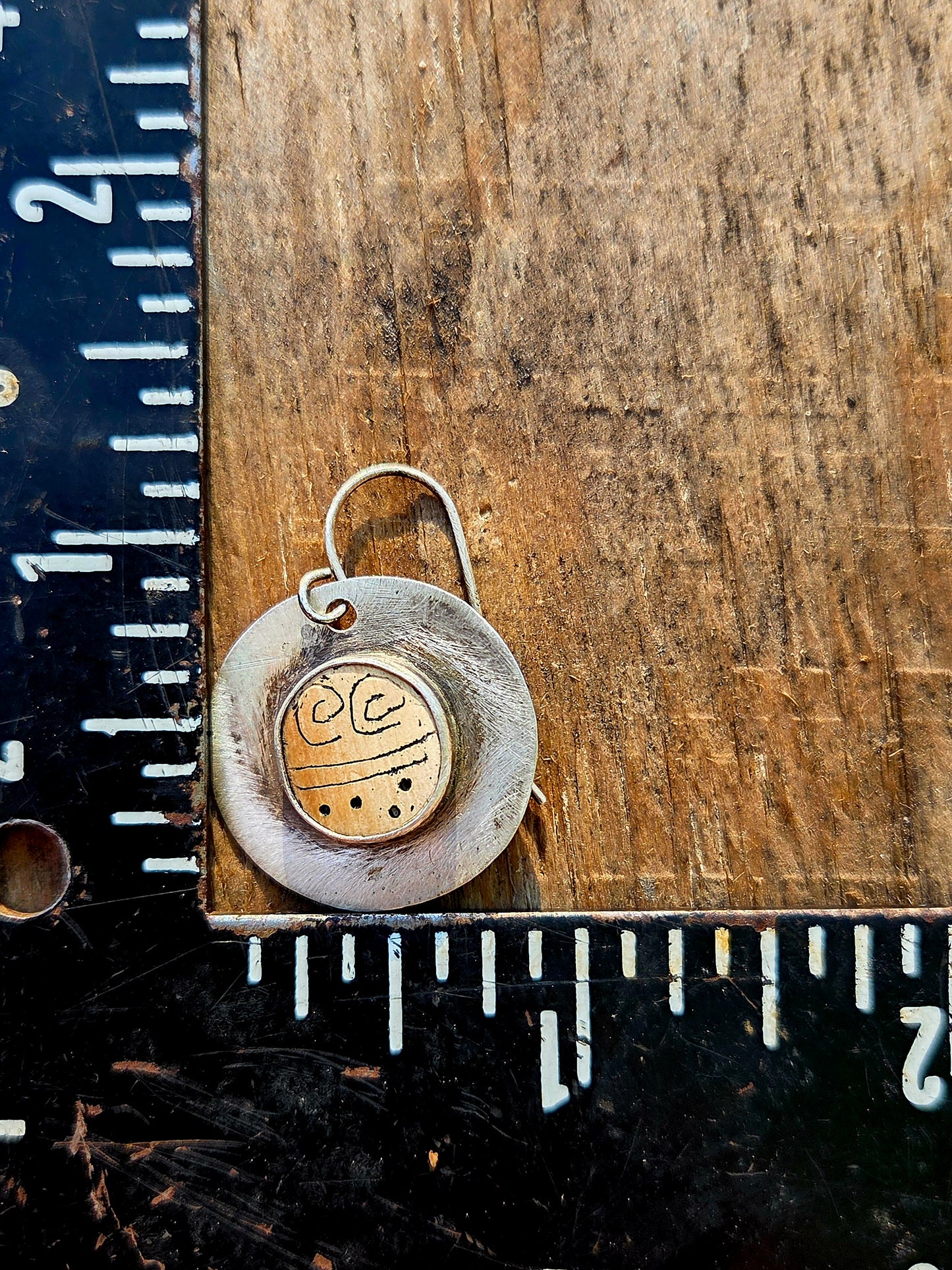 Etched Wood in Sterling Silver Earrings