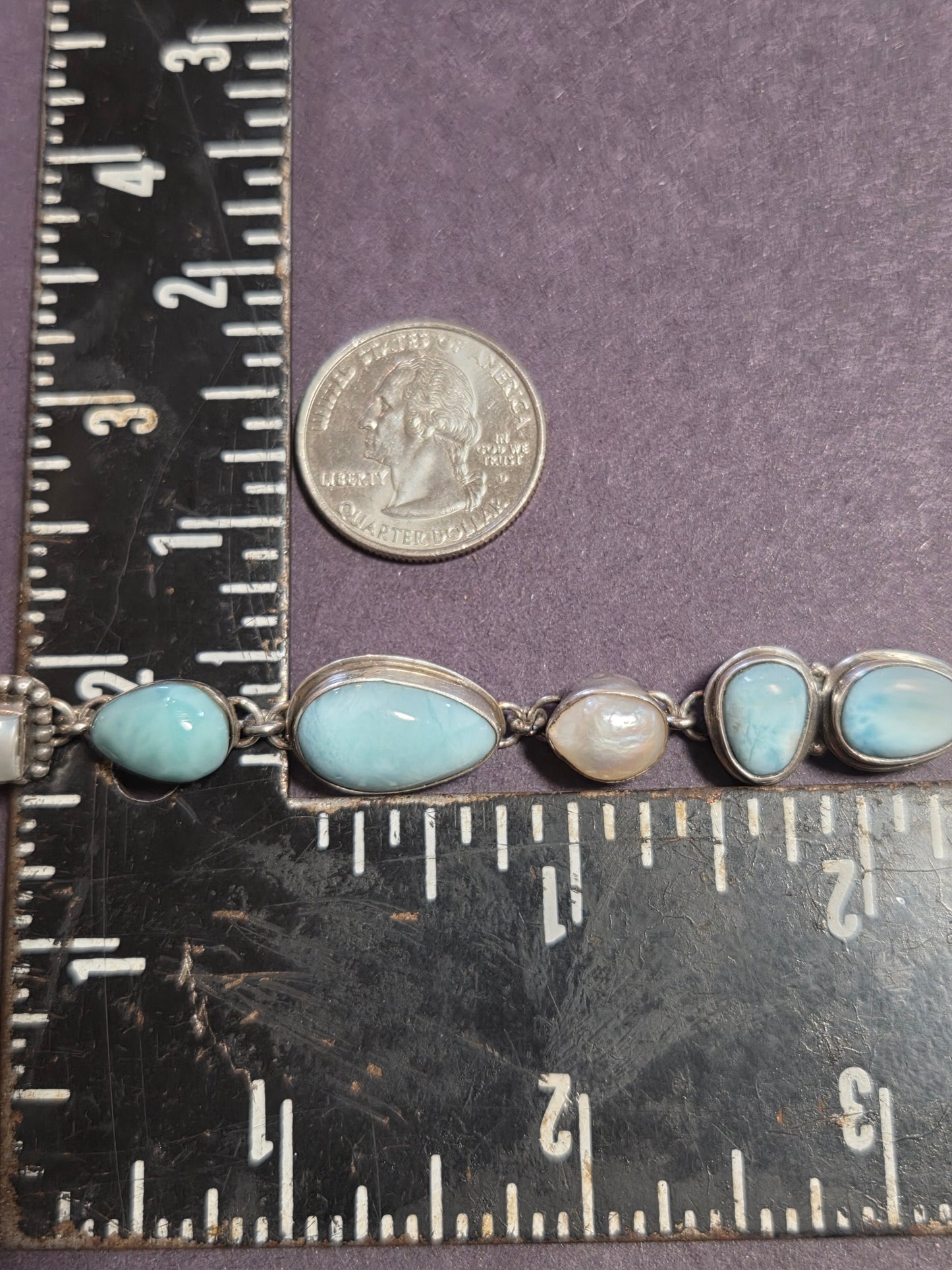 Larimar and Pearl Impossible Bracelet