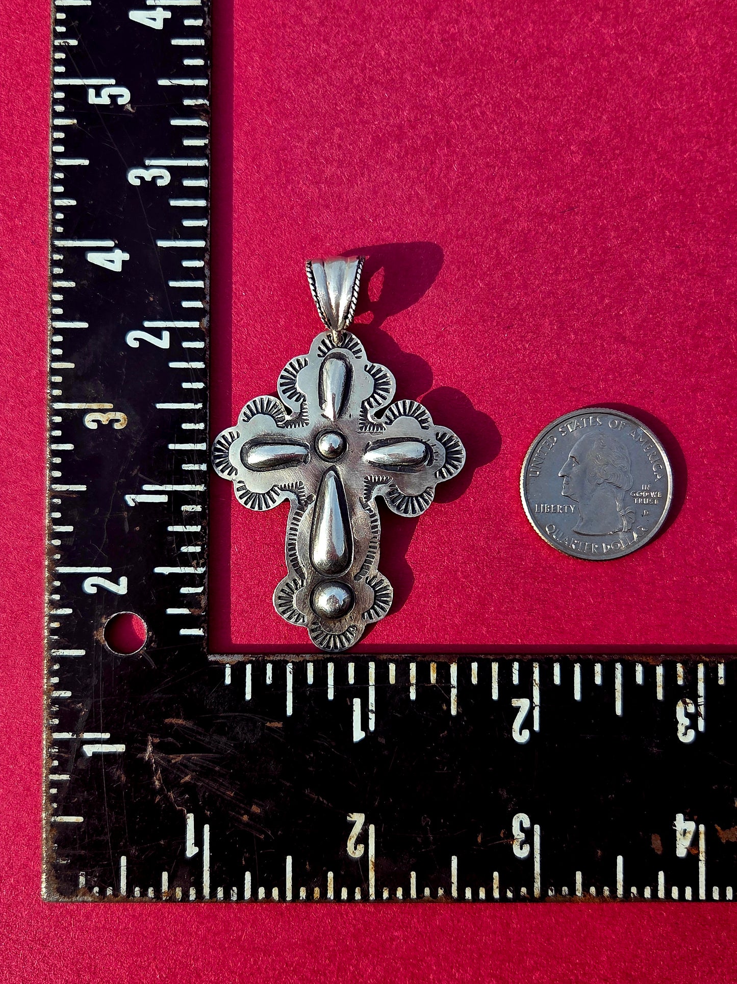 Sterling Silver Hammer Chased Cross